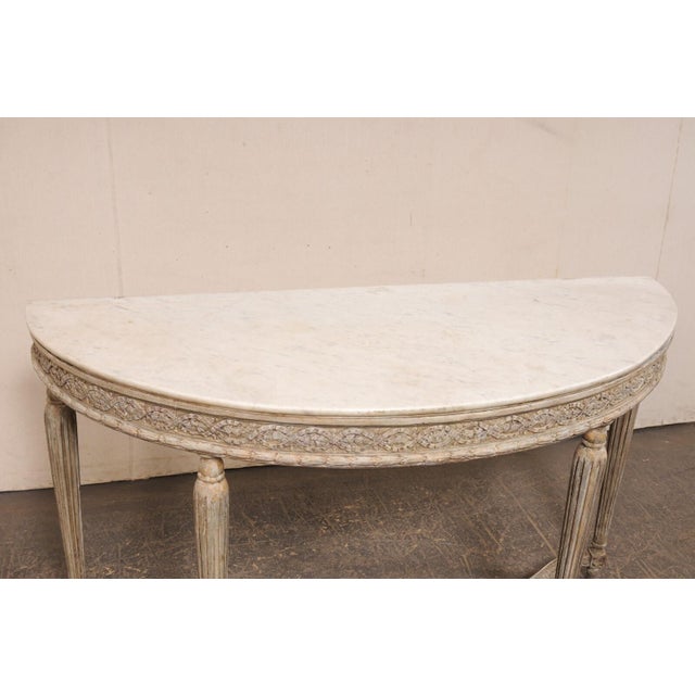 French Demi-Lune With Orig. Marble, Late 18th C For Sale - Image 12 of 12