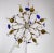1910s Indigo Blue Crystal Flowers & Gilt Vine Chandelier For Sale - Image 9 of 13