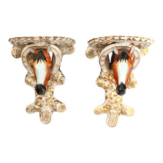19th Century Staffordshire Horse Wall Brackets For Sale