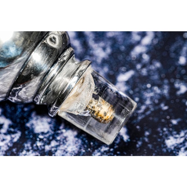 Brilliant Large Pair Crystal Scent Perfume Bottles Silver Stoppers Antique Victorian Vanity Dresser For Sale - Image 15 of 17