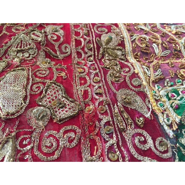 Hand Embroidered Mughal Silk and Metal Threaded Tapestry, India For Sale In Palm Springs - Image 6 of 10