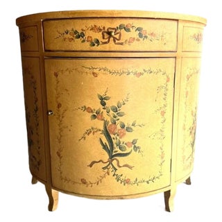 Vintage Hand Painted Half-Moon Cabinet For Sale