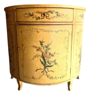 Vintage Hand Painted Half-Moon Cabinet