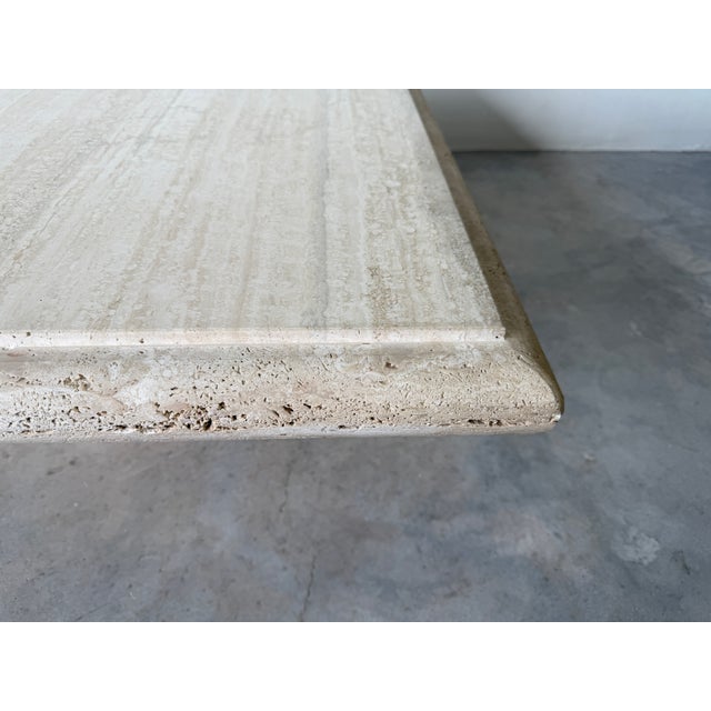 Beige 1980s Italian Postmodern Bullnose Beige Travertine Square Coffee Table by Stone International For Sale - Image 8 of 18