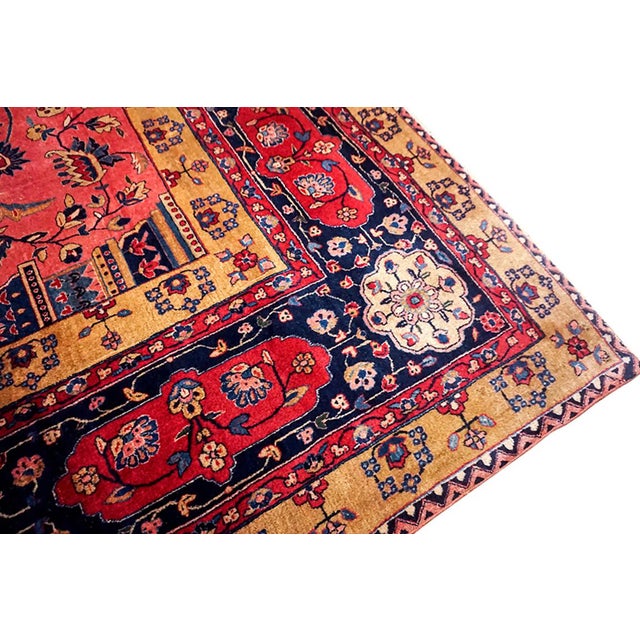 1920s Antique Pink Floral Grand-Scale Formal Persian Silk Wool Kashan Carpet Rug For Sale In New York - Image 6 of 7