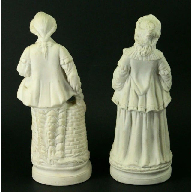19th Century Couple of Musicians Flute & Mandolin Bisque Figurines- a Pair For Sale - Image 4 of 13