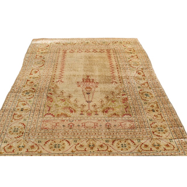 Traditional Antique Tabriz Beige and Red Persian Wool Rug For Sale - Image 3 of 7