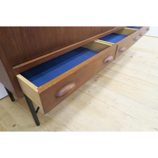 Brown Teak Sideboard with Sliding Doors and Drawers, 1960s For Sale - Image 8 of 11