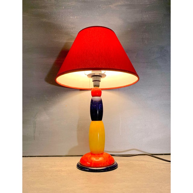 Alessandro Mendini Ceramic Colored Totem Table Lamp, in Alessandro Mendini Style, 1980 For Sale - Image 4 of 6