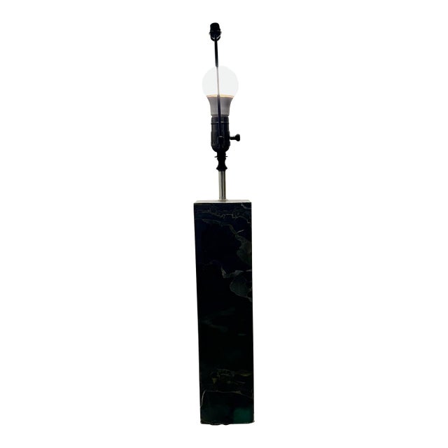 Vintage Black Solid Marble Table Lamp, Attributed to Robert Sonneman For Sale