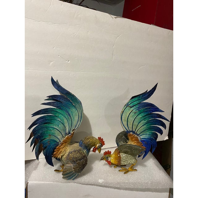 Vintage Metal Rooster Sculptures a Pair Chairish