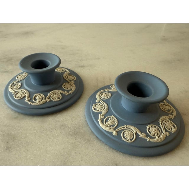 Traditional Pair of Wedgwood Jasperware Candle Holders For Sale - Image 3 of 8