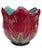 19th Century French Majolica Red Tulip Cache Pot. H / 6.3 inches , D/ 6.5 inches.