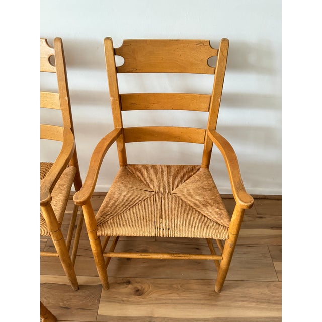Late 20th Century A Set of Four Rustic Vintage Oak and Rush Seat Dining ...