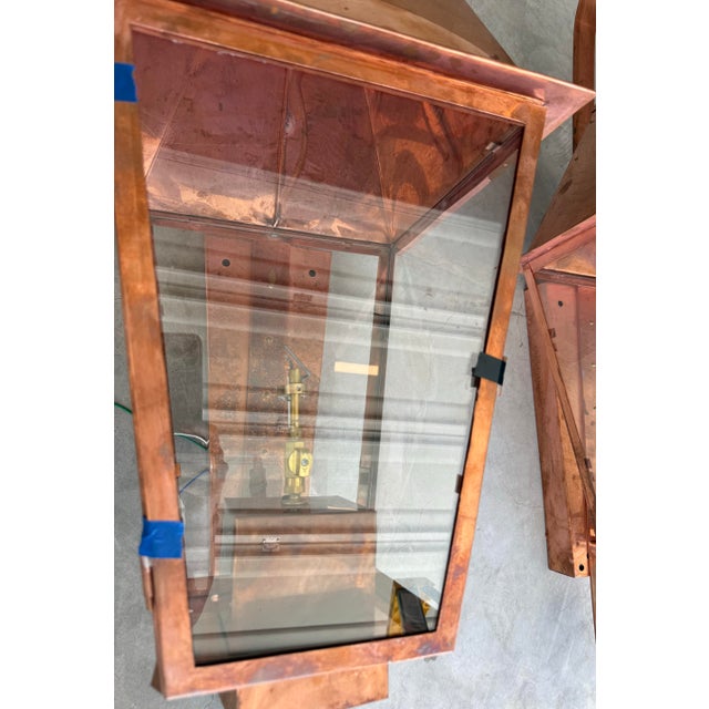 Charleston Lighting Custom Copper Gas Lanterns With Electronic Ignition, a Matching Pair For Sale - Image 4 of 9