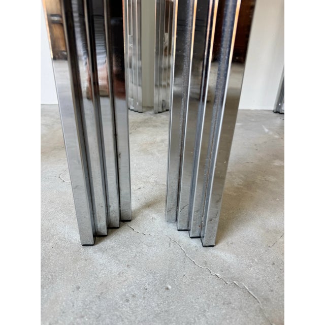 1970s Mid-Century Modern Chrome and Smoked Glass Side Tables – Set of 2/ Sold For Sale - Image 10 of 12