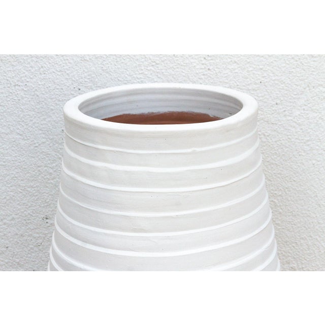 Ceramic 33" Tall Sculptural White Terracotta Planter For Sale - Image 7 of 8