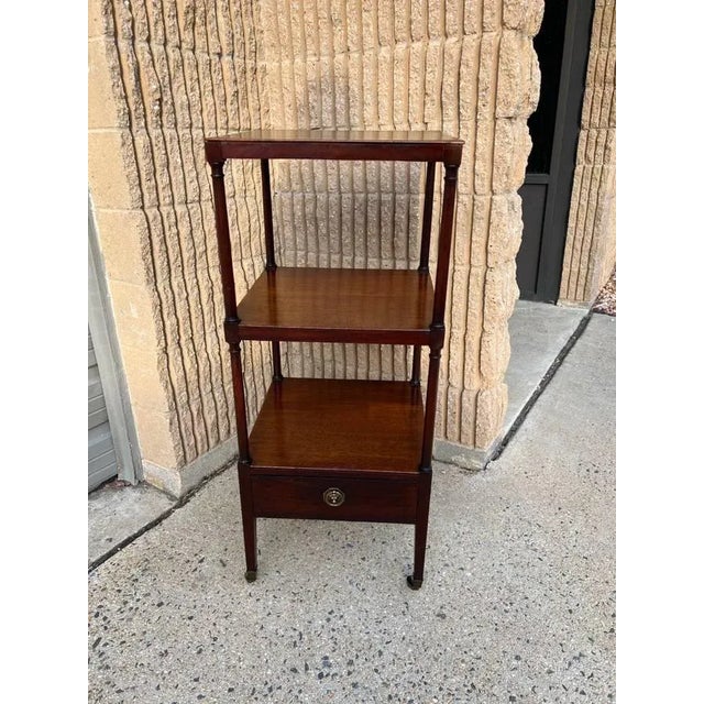 Early 19th Century Regency Style Mahogany Three Shelf Etagere with one low drawer under three shelves. Dovetail joint...