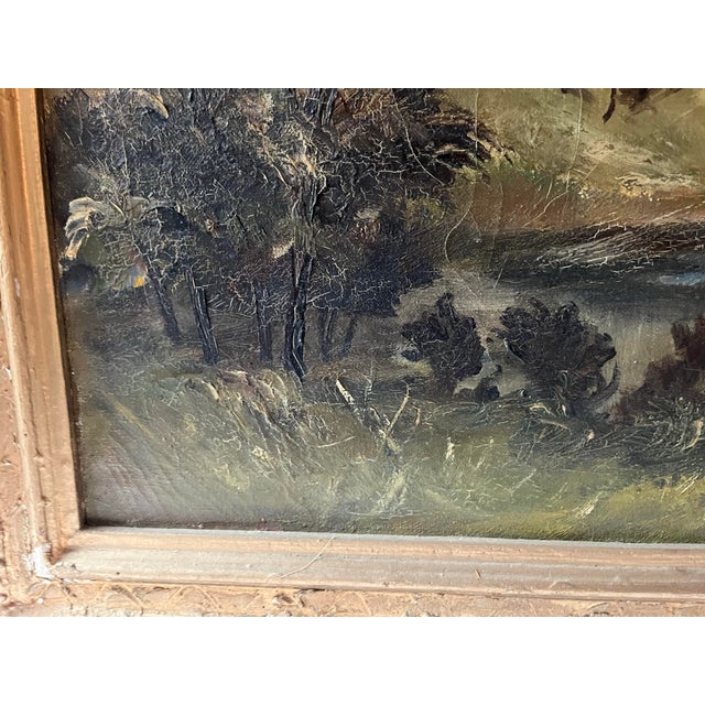 Wood Vintage Oil on Canvas Landscape Painting From the Hudson Valley For Sale - Image 7 of 12