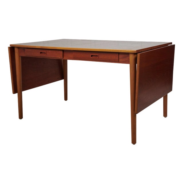 Swedish Modern Teak and Beech Dining Table or Desk attributed to Nils Jonsson for Hugo Troeds, 1960s For Sale