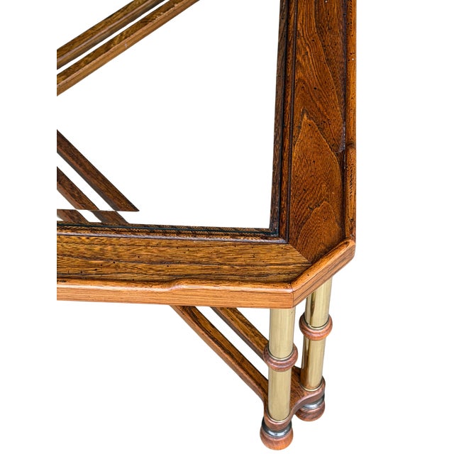 Vintage Faux Bamboo Brass & Glass Coffee Table | Hollywood Regency Chinoiserie Cocktail Table | Campaign Style Designer Square Coffee Table For Sale - Image 11 of 13