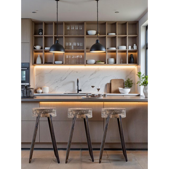 20" - Handcrafted Sculptural Solid Wood Espresso "Halo" Stool For Sale - Image 11 of 11