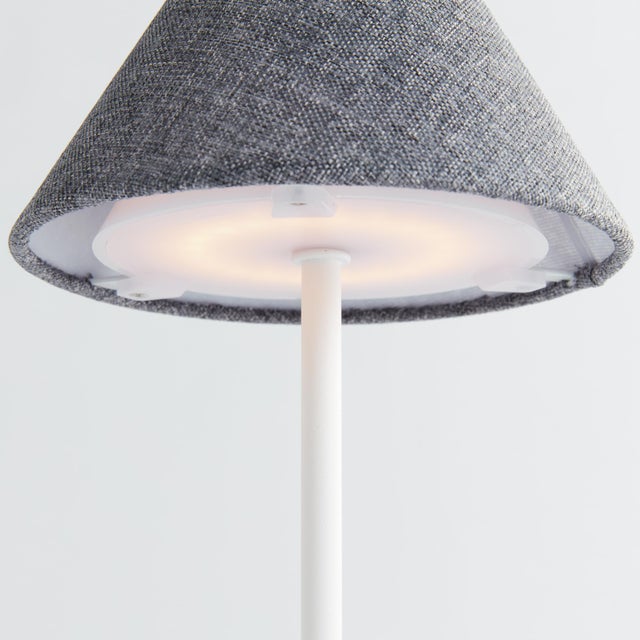 Metal Alluna Cordless Led Lamp 10" - Gray Linen Shade/White Base For Sale - Image 7 of 11