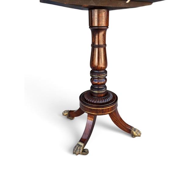 English Regency Rosewood and Brass-Inlaid Tea Poy, Circa 1820 For Sale - Image 4 of 8