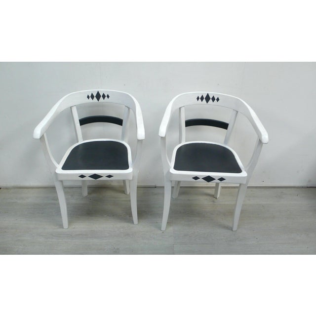 Wood Bauhaus German Armchairs in White-Grey in the style Gropius, 1920s, Set of 2 For Sale - Image 7 of 7