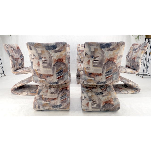 Set of 6 S Shape Curved Abstract Upholstery Baughman Style Dining Chairs MINT For Sale - Image 6 of 11