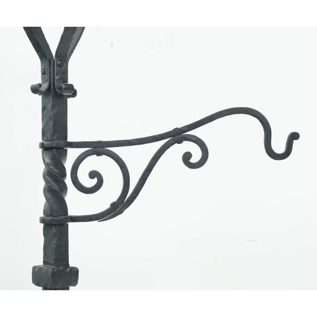 French Pair of Antique French Basket Top Wrought Iron Andirons For Sale - Image 3 of 12