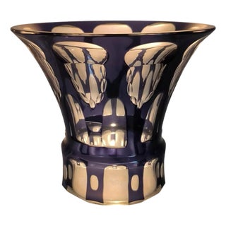 Art Deco Cut Glass Vase attributed to Johann Oertel for Carl Meltzer & Co., 1925 For Sale
