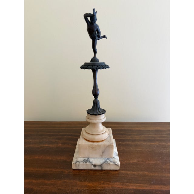 Grand Tour Style Bronze Figural Sculpture on Marble Pedestal, Neoclassical Dancer For Sale - Image 9 of 11