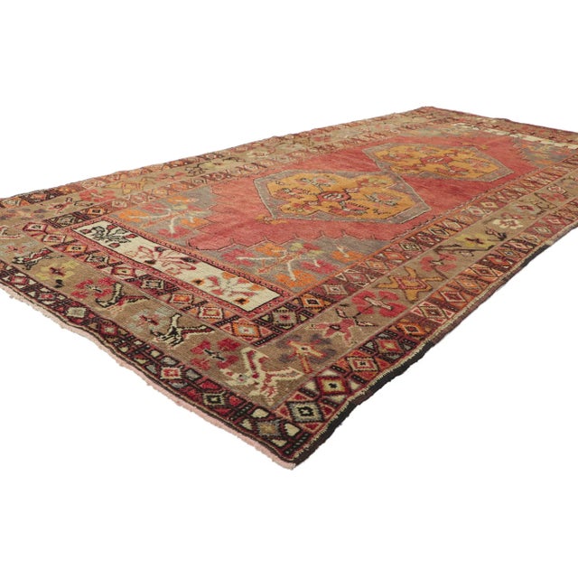 50068 Rustic StyleVintage Turkish Oushak Runner, Hallway Runner 04'02 x 08'10. Emanating a timeless, classic style and...