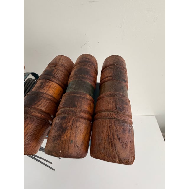 Vintage Six-Player Wooden Croquet Set With Original Painted Storage Stand, 1960s For Sale - Image 4 of 11