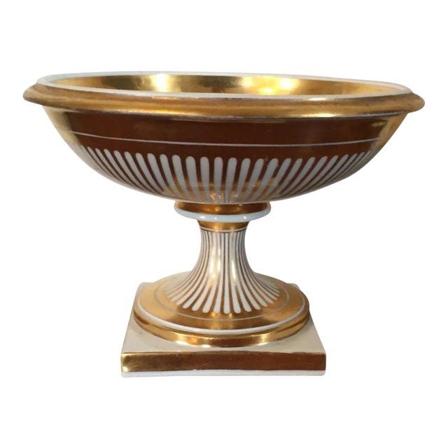 1810Vienna Porcelain Empire Tazza Bowl in White & Gold For Sale