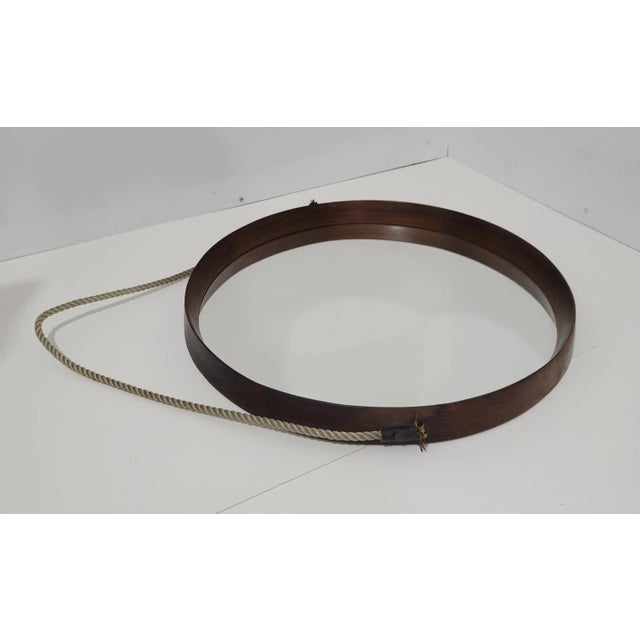 Mid-Century Modern 1960s Danish Modern Teak Wall Mirror Attrib. To Luxus For Sale - Image 3 of 9