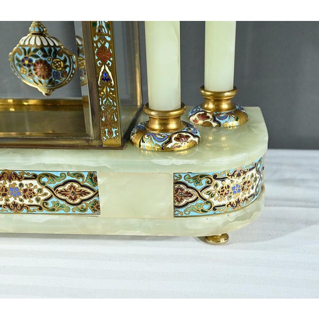 Napoleon III Clock with Columns in Onyx and Enamels, 19th Century For Sale - Image 16 of 18