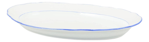 Serving Platter in Porcelain with Scalloped Rim and Blue Trim from Meissen, 1920s