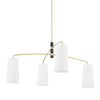 Mitzi Evelyn 4-Light Chandelier, Aged Brass/Soft Black For Sale