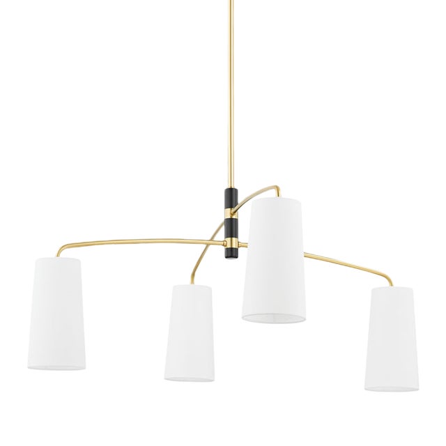 Mitzi Evelyn 4-Light Chandelier, Aged Brass/Soft Black For Sale