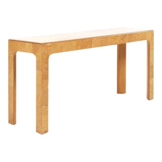 Henredon Scene II Mid Century Burlwood Console Table For Sale