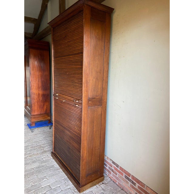 1920s Large Oak Roller Shutter Cabinet For Sale - Image 5 of 10