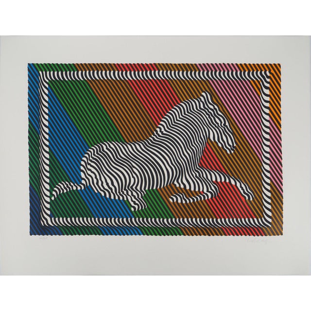 Modern Victor Vasarely, Kinetic Composition, Zebra, Original Screenprint For Sale - Image 3 of 6