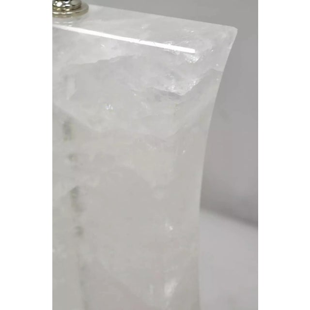 Modern Rock Crystal Quartz Large Concave Hourglass Table Lamps - a Pair For Sale - Image 4 of 12