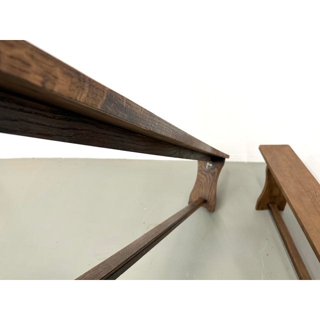 Oak Benches with Wing Legs, France, 1970s, Set of 2 For Sale - Image 4 of 18