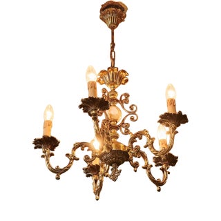 Chandelier in Brass with Onyx For Sale