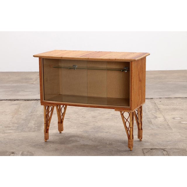 1960s Vintage French Bamboo Display Cabinet, 1960s For Sale - Image 5 of 15