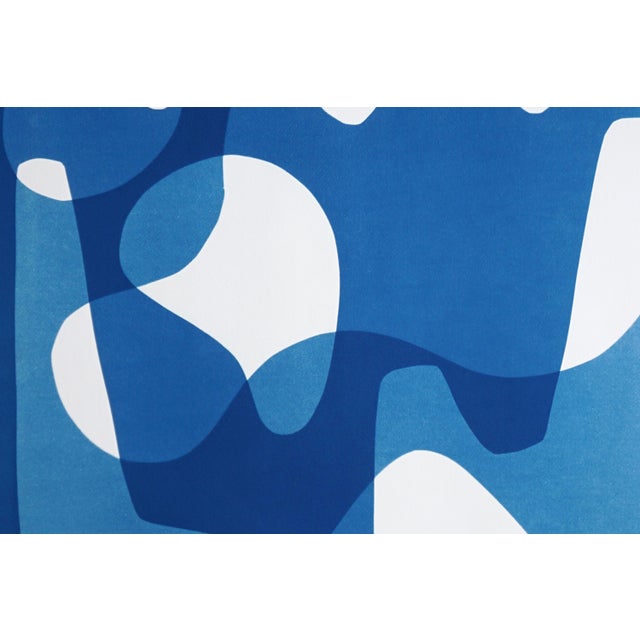 2025, Mid Century Modern Shapes, Unique Monotype Cyanotype in Blue Tones on Watercolor Paper by Kind of Cyan For Sale - Image 12 of 15