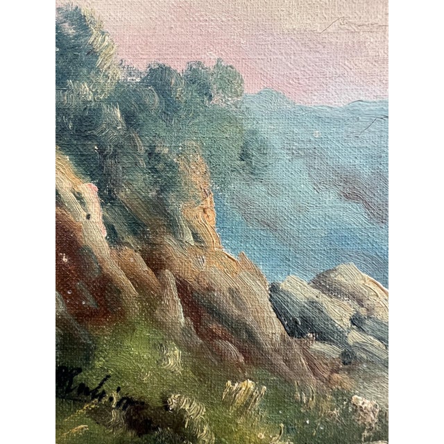 P. Roubin, Promenade sur un sentier de campagne au crépuscule, Oil on Canvas For Sale - Image 6 of 12